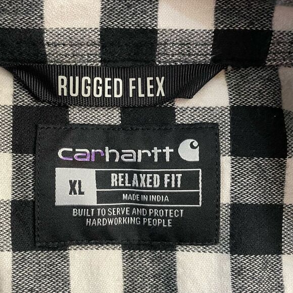 Carhartt Rugged Flex Relaxed Fit Flannel Button Down Shirt Gingham Plaid Sz XL - Picture 12 of 12